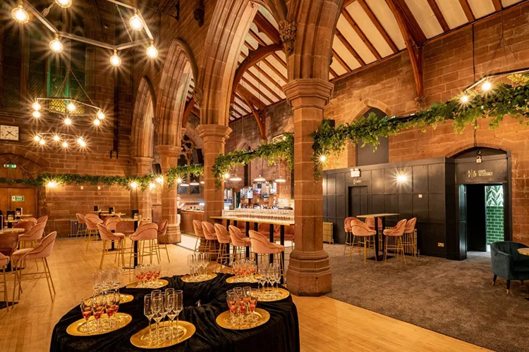 church conversion bar and venue with commercial artificial plants installed in the archways project