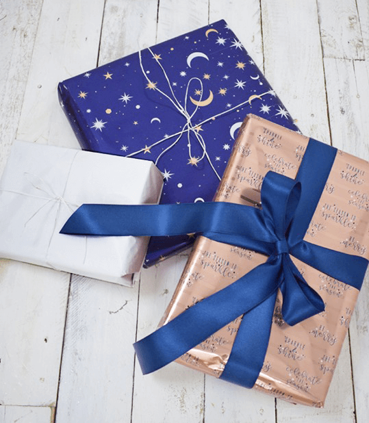Blue christmas theme gift wrap