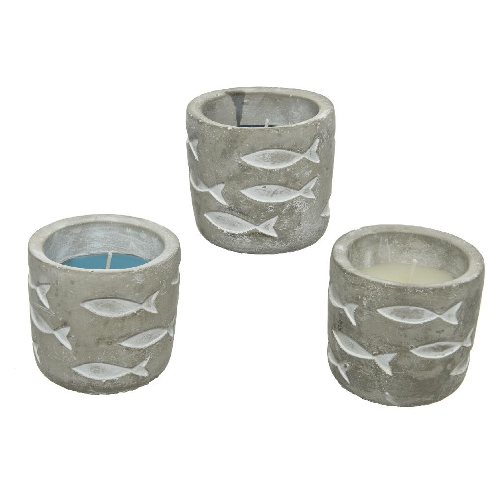 3 citronella candle votives with fish design