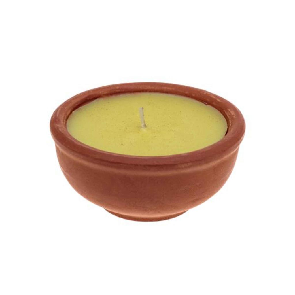 citronella candle in terracotta pot