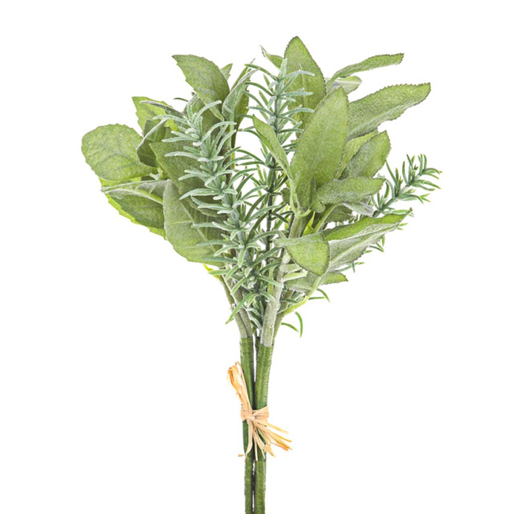 artificial flocked herb bunch with tie