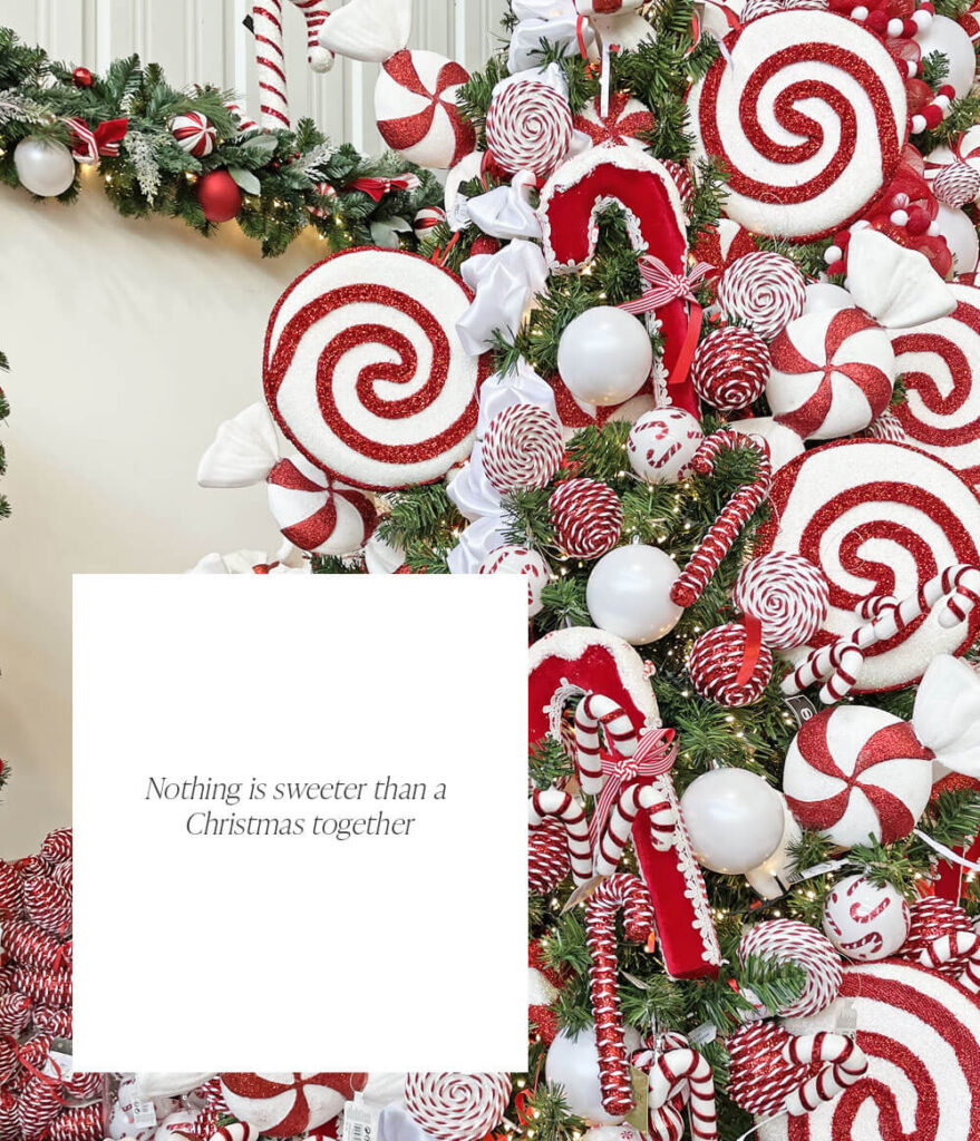 candy cane theme on christmas tree - nothing is sweeter than christmas together