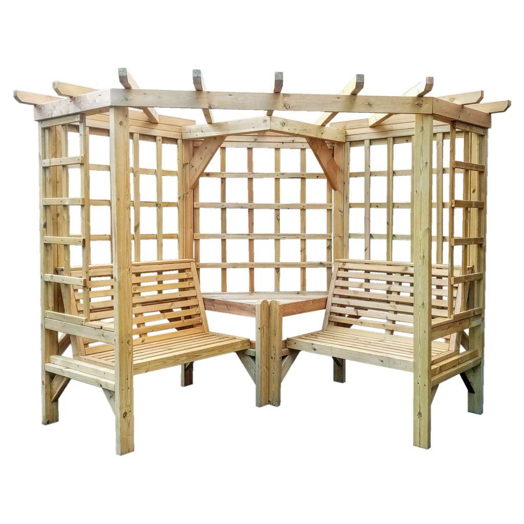 wooden loveseat corner seat arbour garden furniture