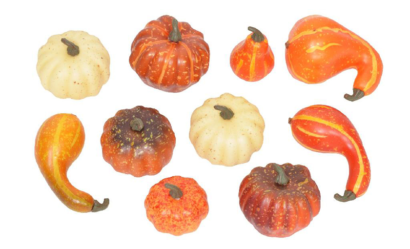 artificial pumpkins and squash for autumn