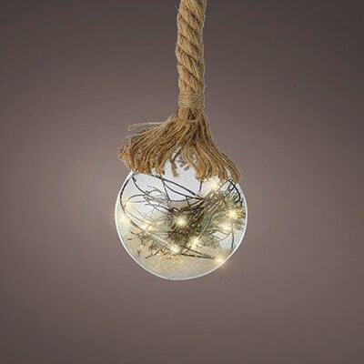 clear bauble light up decoration on rope