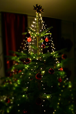 christmas tree decorated with micro led lights vertically