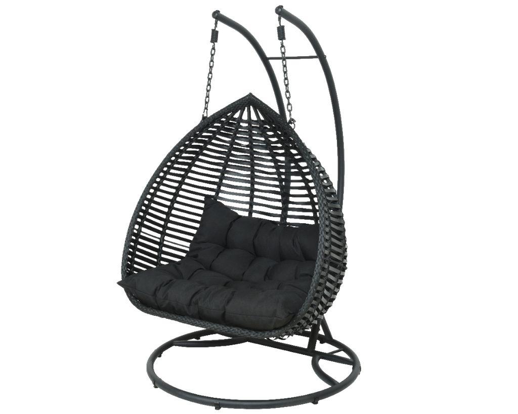 black hanging egg chair for two