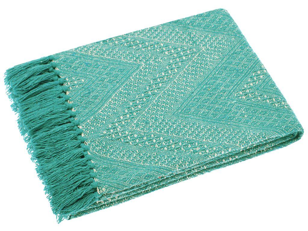 geometric recycled throw turquoise