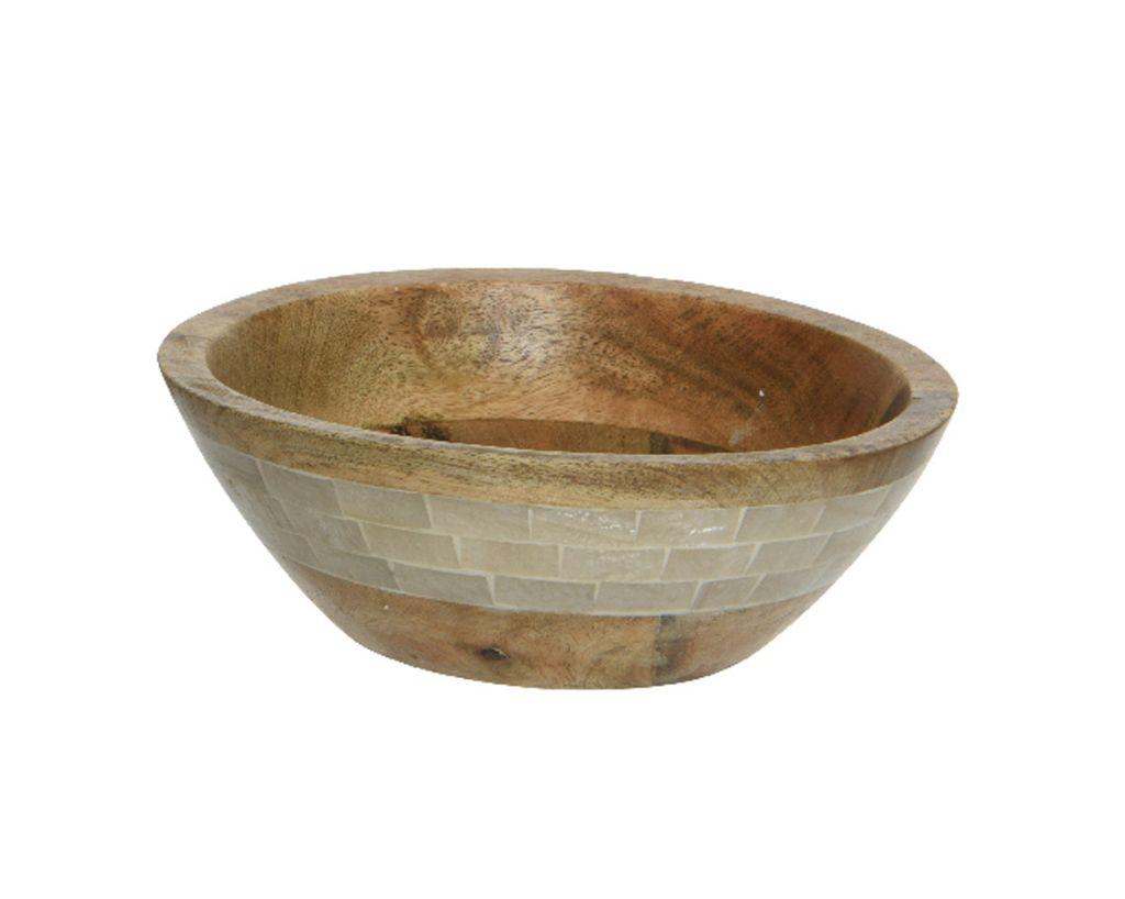 round inlayed mango wood bowl