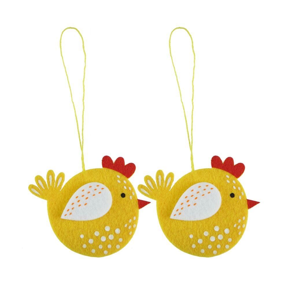 2 yellow chick fabric hanging decorations for easter tree
