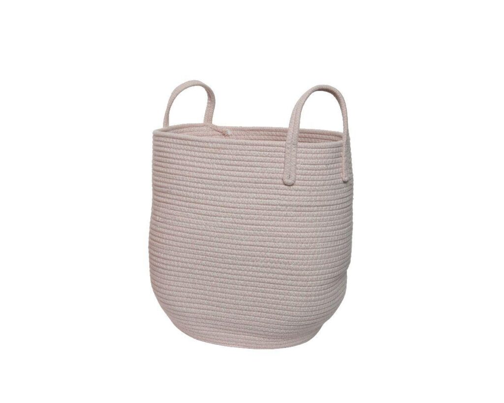pale pink basket with handles