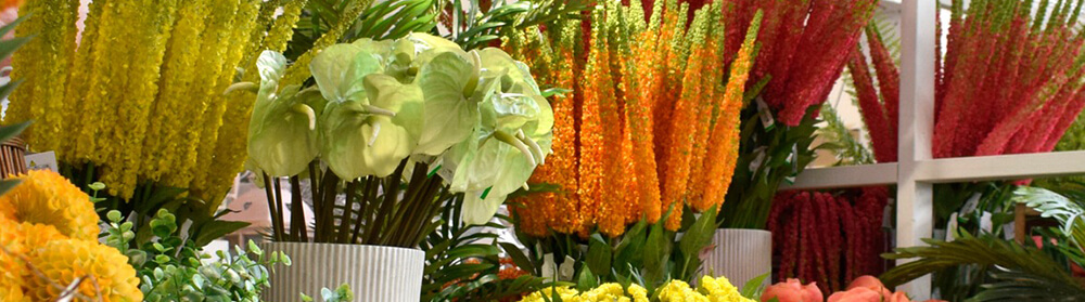 artificial exotic and tropical flowers and stems