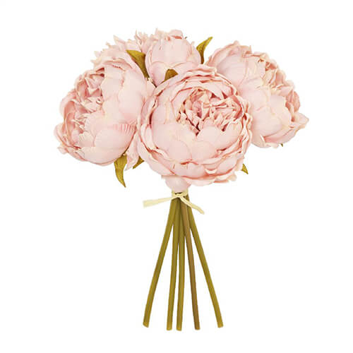 blush pinnk artificial peonies bunch with tied stems