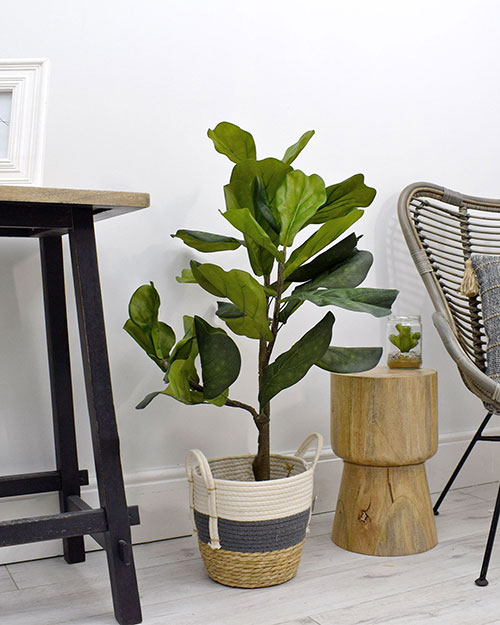 best artificial plants - small faux fig tree in basket