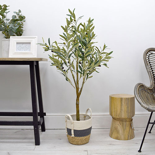 one faux olive tree in basket - best artificial plant