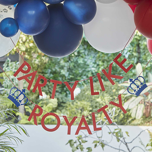 party like royalty coronation bunting and balloons