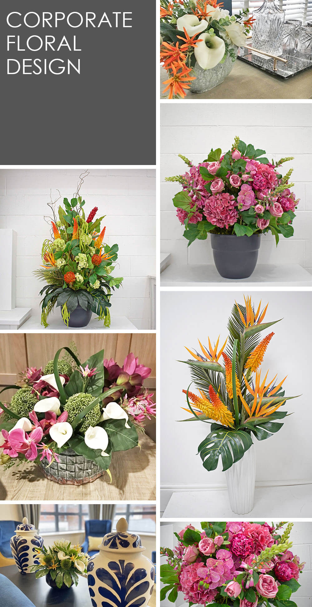 examples of corporate artificial flower arrangements