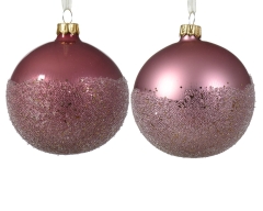 Pink Velvet Glitter Swirl Glass Ball Ornament | Fancy Face Designs