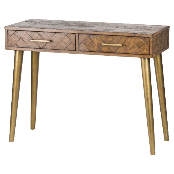 Havana 2 Drawer Console Table Gold 78 X, Console Table Under 100cm
