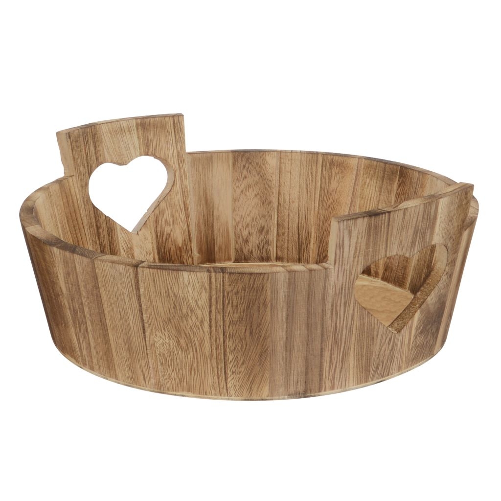 Round Wooden Tray With Heart Cut Out, Round Wooden Tray With Handles Uk